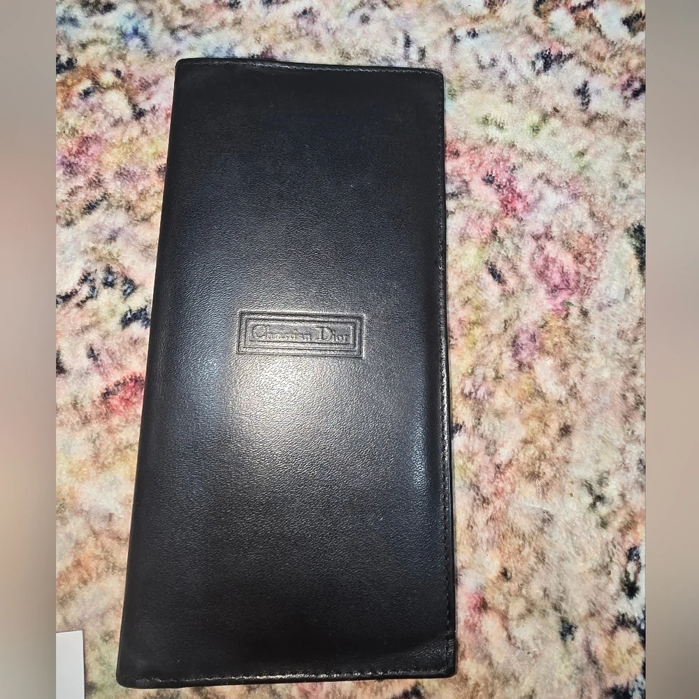 Vintage Christian Dior Black Leather Long Wallet